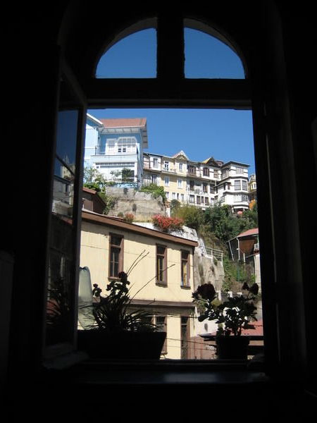 Looking out to the streets of Valparaiso