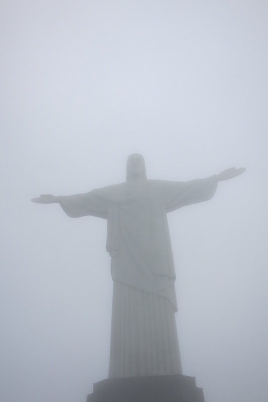 Christ the Redeemer through the clouds