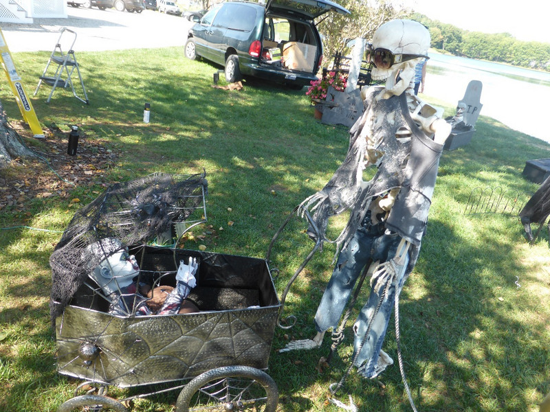 Setting up for Halloween in Kennebunkport