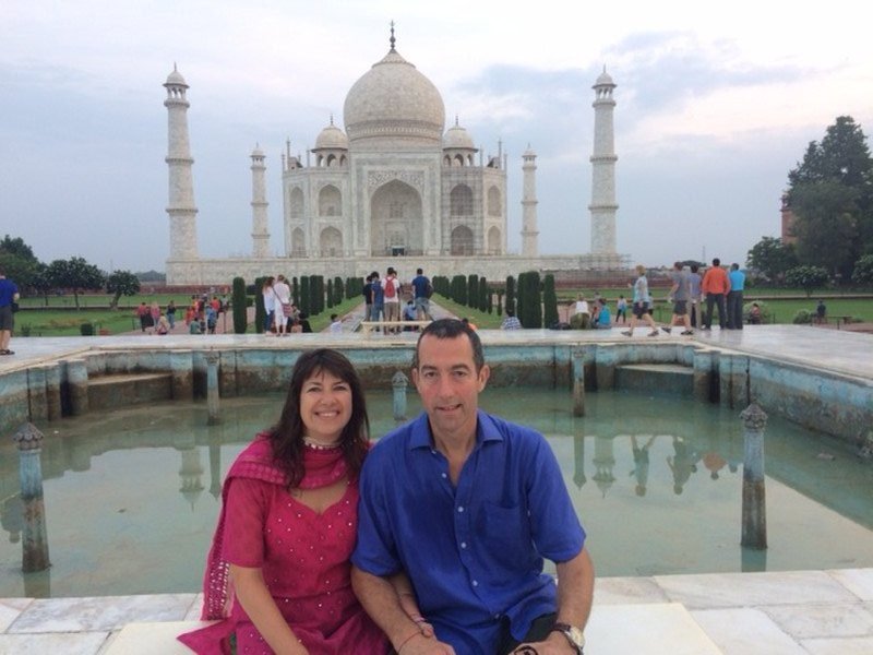Ruth and Nigel outside the Taj