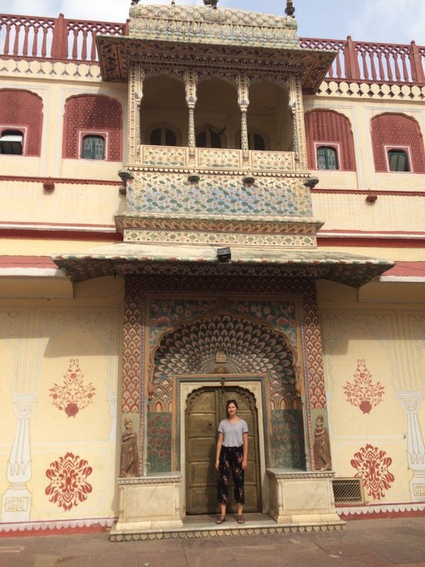 Molly at the spring gate in the Jaipur City Palace