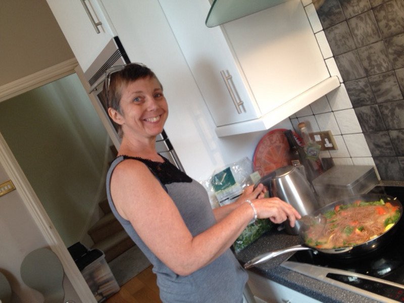 Me cooking organic healthy lunch, nom nom!