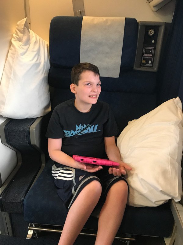 Max in his seat in our compartment 