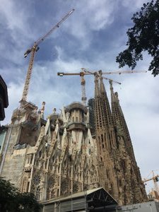First glimpse of La Sagrada Familia - notenthe cranes always working
