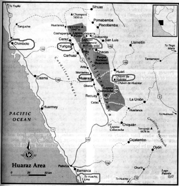 Carte de la région de Huaraz