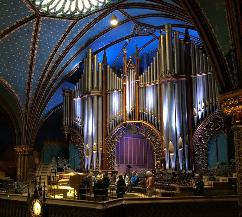View of pipe organ from the loft