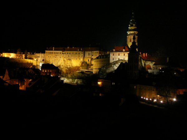 Krumlov castle at night