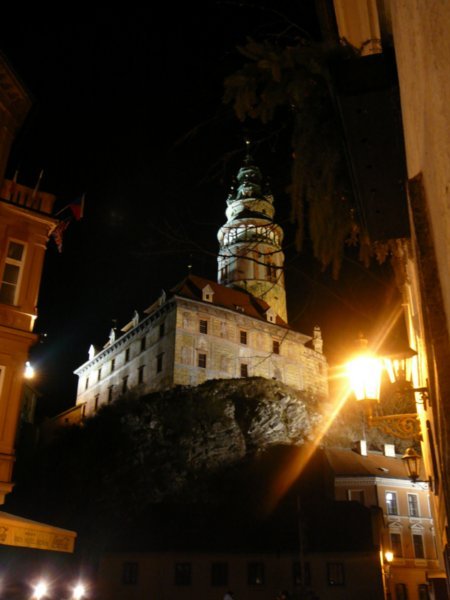 Krumlov castle at night