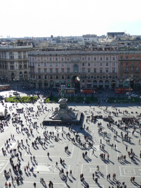 View of the square from the top of the Cathedral in Milan