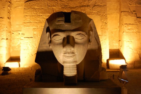 Sphinx Head outside Luxor Temple