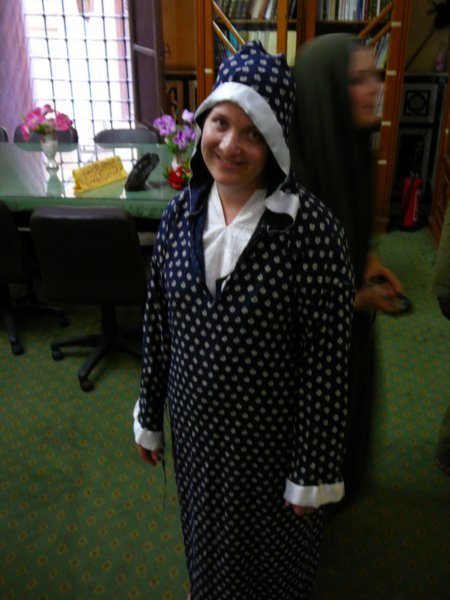 Trish in her MooMoo at the Mosque