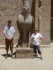 Us with a statue outside Edfu Temple