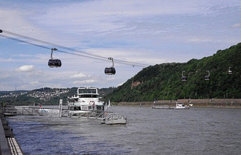 Cable Car Crossing the Rhine River at Koblenz