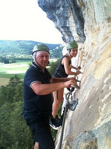 Jim and Chloe Traversing the Cliff 