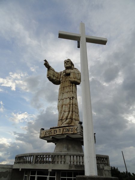 Jesus pointing south