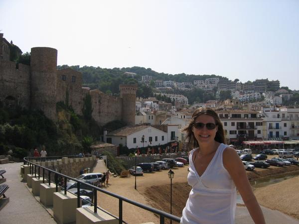 Tracey with the village behind