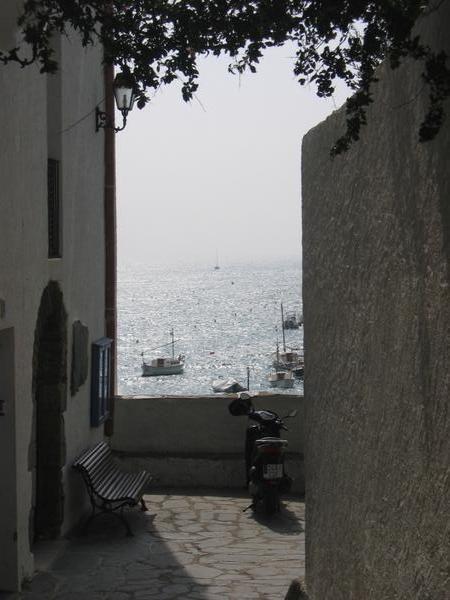 Alley view of sea in Cadaques