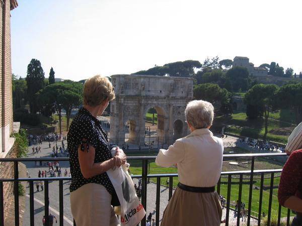 Mrs. Dobbin and Nanny Jo at the Colosseum Arch