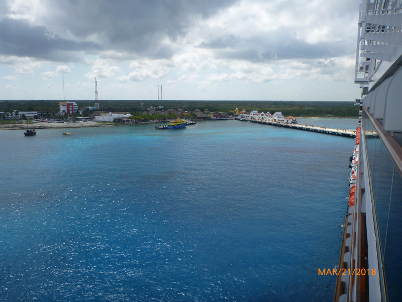 View From Our Balcony to Cozumel Pier