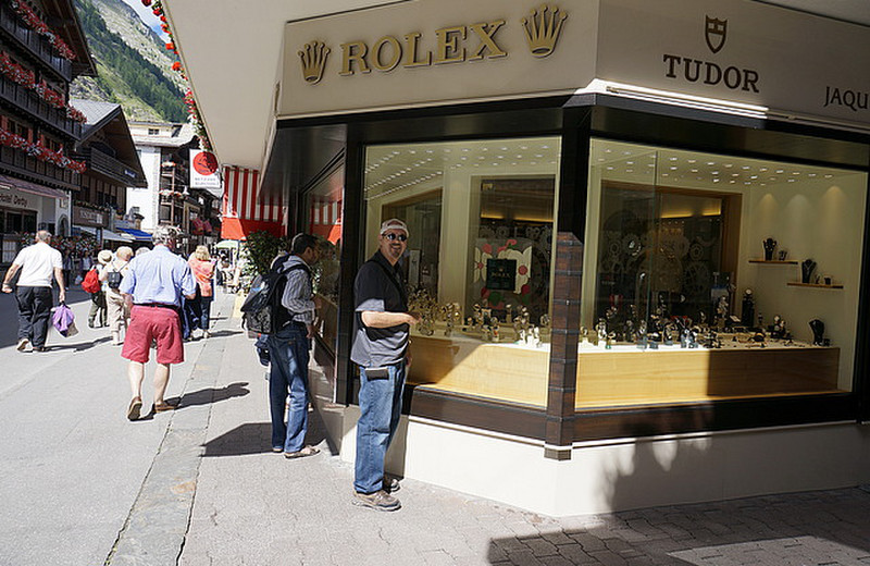 Checking out the Rolex store