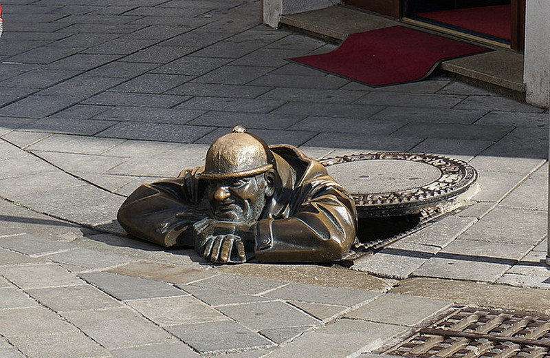 Popular manhole statue in Bratislava
