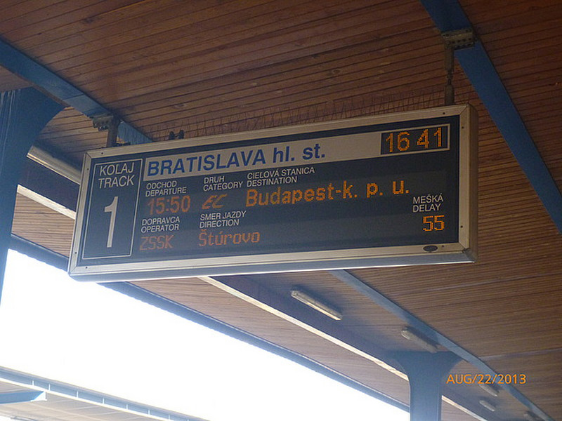 Train info in Bratislava.  See how late it is