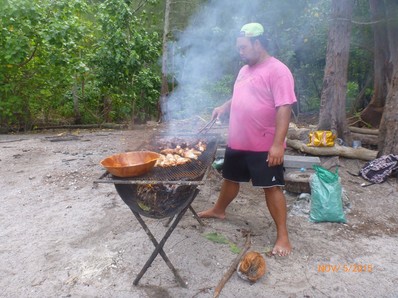 Our Cook For The BBQ on Our Motu. 