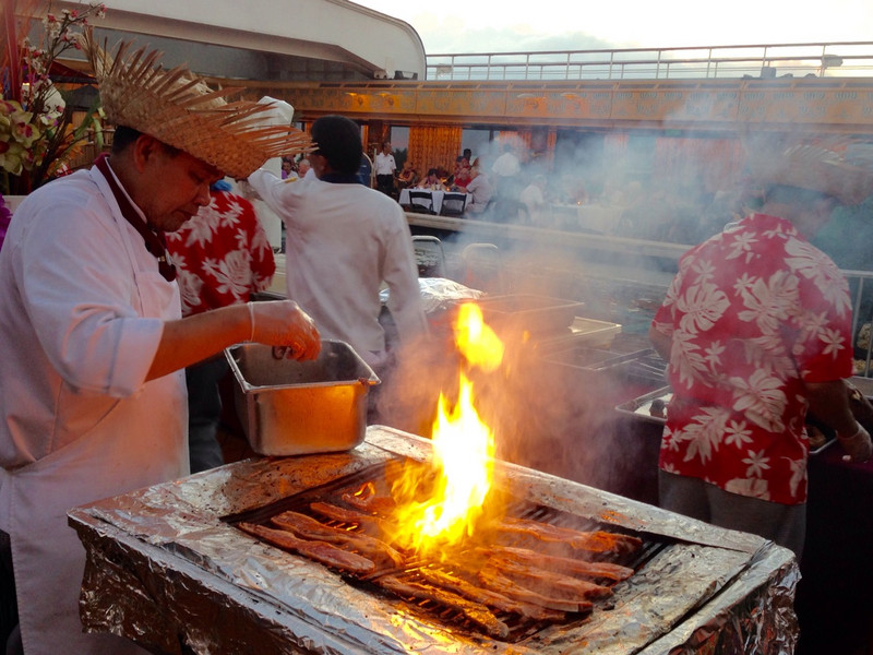 Outdoor Cooking on the Lido for Luau