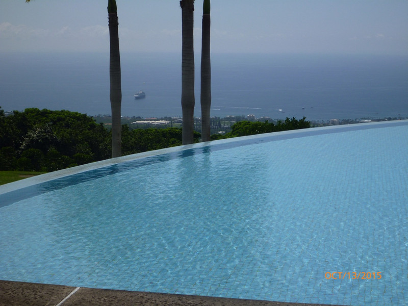 Infinity Pool at Douter Gardens with Ship Below. 