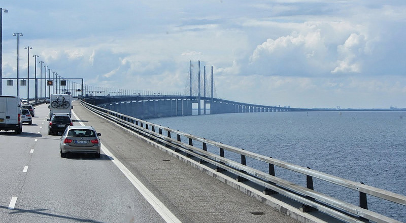 Crossing the Oresund Bridge into Denmark