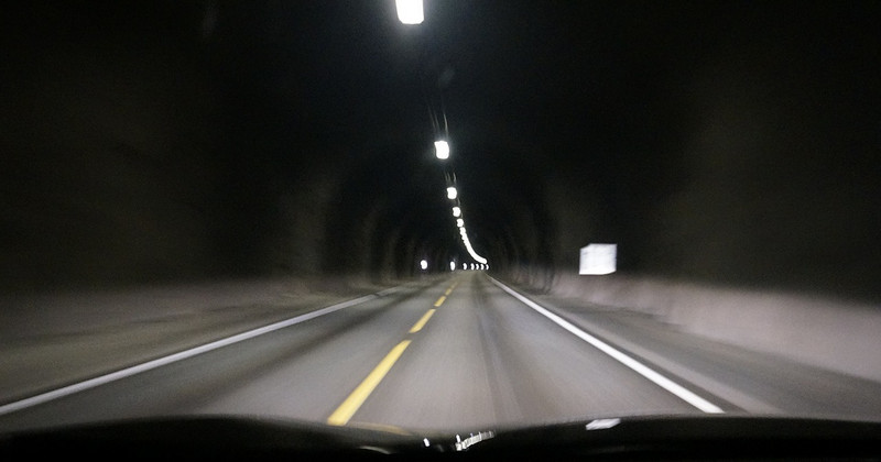 Driving Through a Tunnel in Norway
