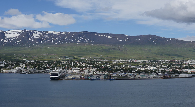 Akureyri Harbor with the Rotterdam in Port