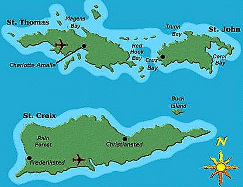 Three Main Islands of the US Virgin Islands