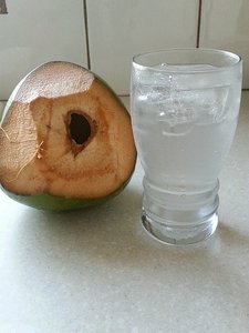 Coconut water and local rum.  Yummy