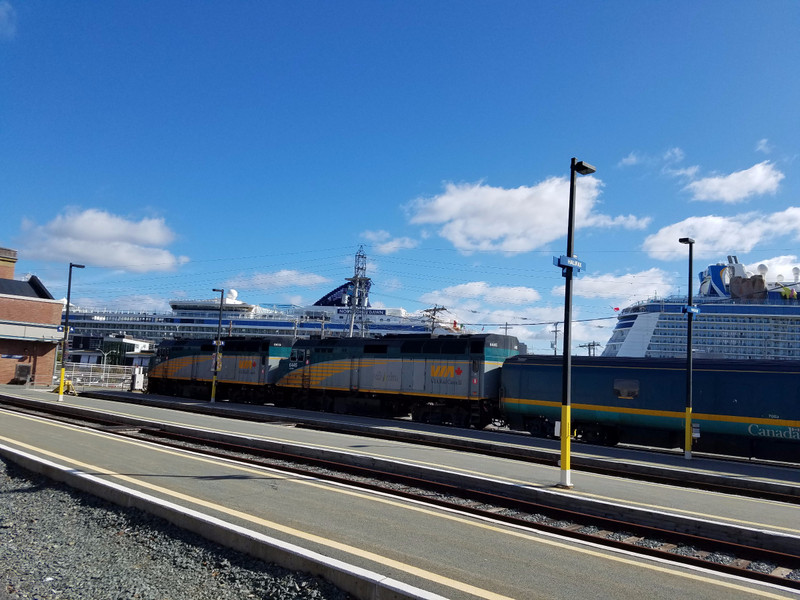 VIA Rail, with the cruise ships out back