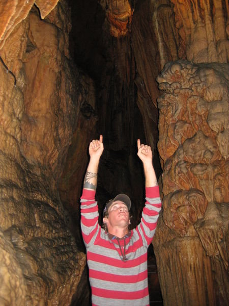 Brad showing how tall the caves are