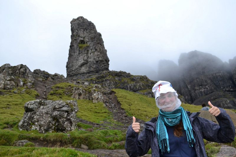 the Old Man of Storr: anti-midges protection!
