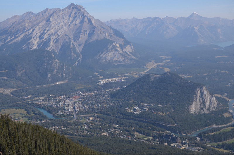 Hazy view of Banff from Sulphur Mountain