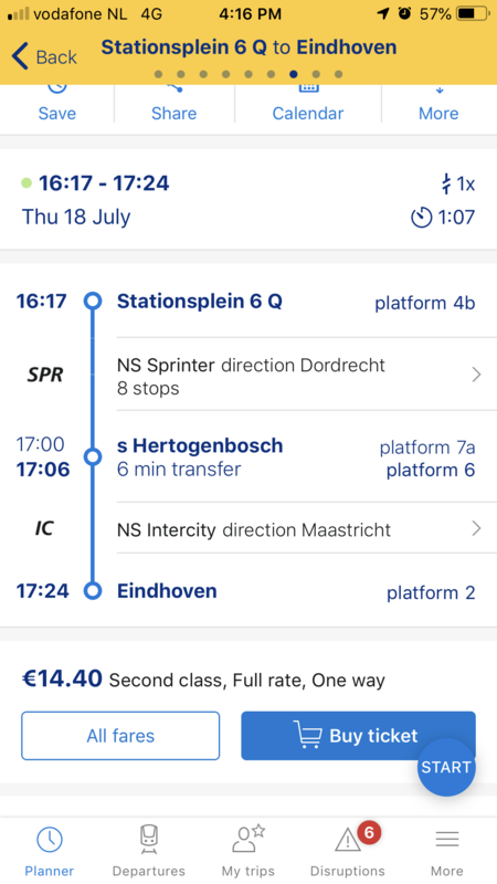 Screen shot of a simple travel plan. 