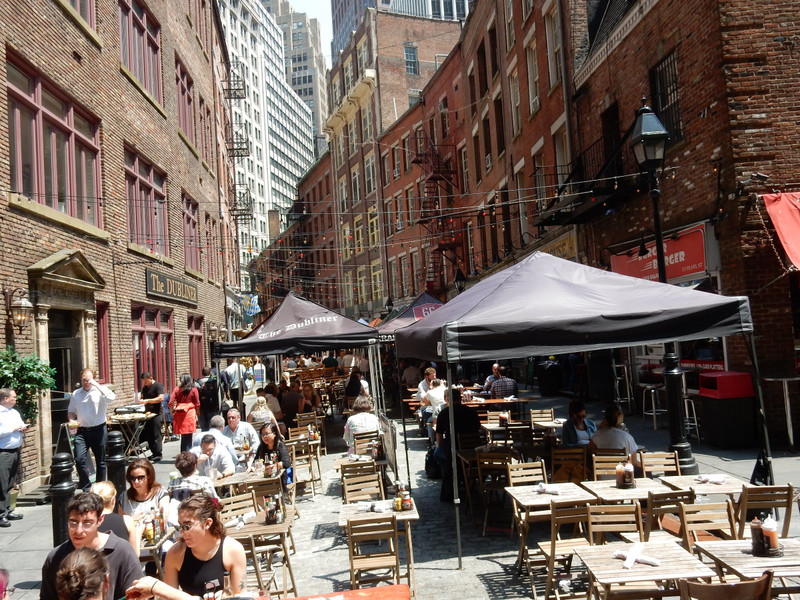 A street dining precinct in Lower Manhattan
