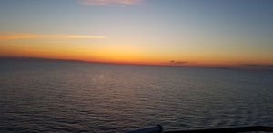 Our first sunset at sea