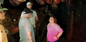 In the ham smokehouse