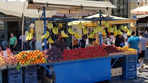 Beautiful fruit dispay at Monastiraki Square fruit stalls