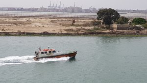 Pilot Boat departing - with Pilot - at Port Said