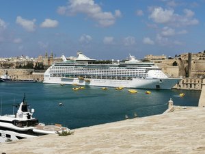 Explorer docked in Malta - tenders in the water for an exercise