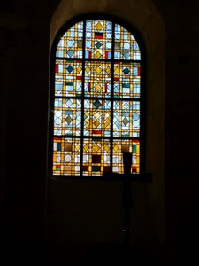 Inside the church in St Leon 3 - Stained glass window above theAltar