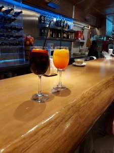 Barcelona 22 -  Last Sangrias in Barcelonaat Cafe Moka before reboarding