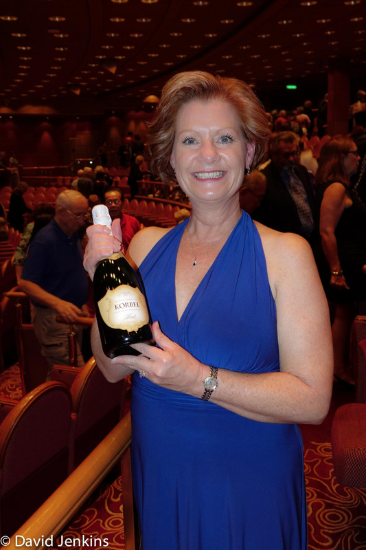 Glenda wins a bottle of champagne - of course
