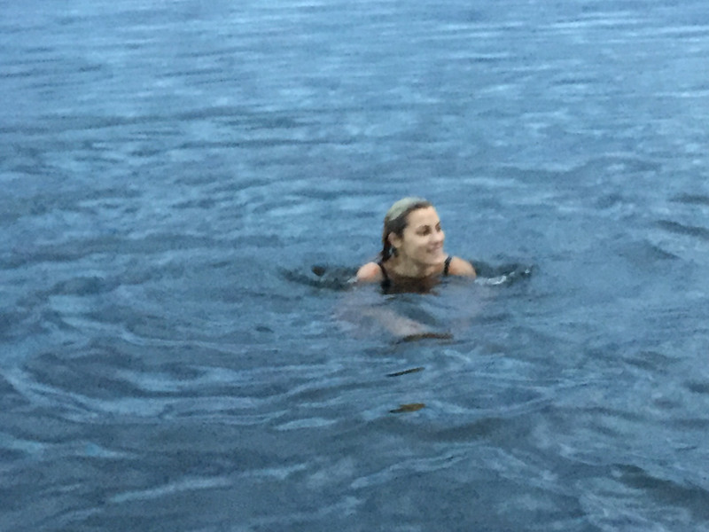 Julia cooling off in the Laguna Grande