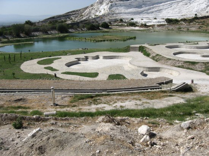 Pools being built at base of Pamukkale